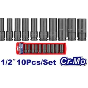 10 Pcs 1/2" deep impact socket set